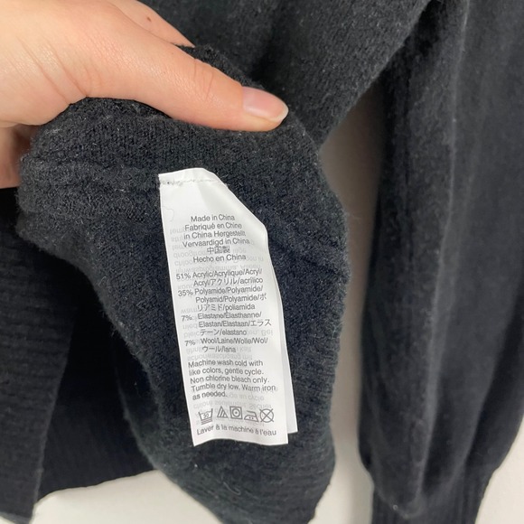 J. Crew Black Turtleneck Sweater Puff Sleeve Ribbed Knit Women's M - Picture 4 of 7